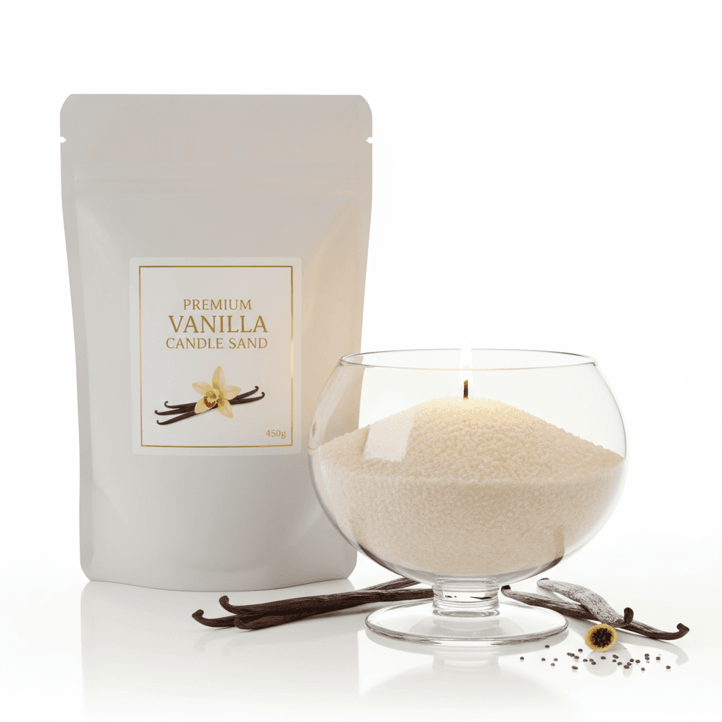 vanilla scented candle sand